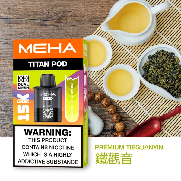 一次性電子煙｜MEHA 魅嗨 TITAN 泰坦｜15000口-鐵觀音口味煙彈.webp