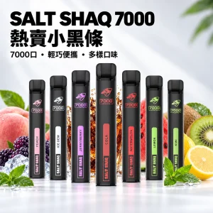 拋棄式電子煙｜鯊克 SALT SHAQ 小黑條｜7000口 500mAh 1.0Ω霧化芯【19種口味】